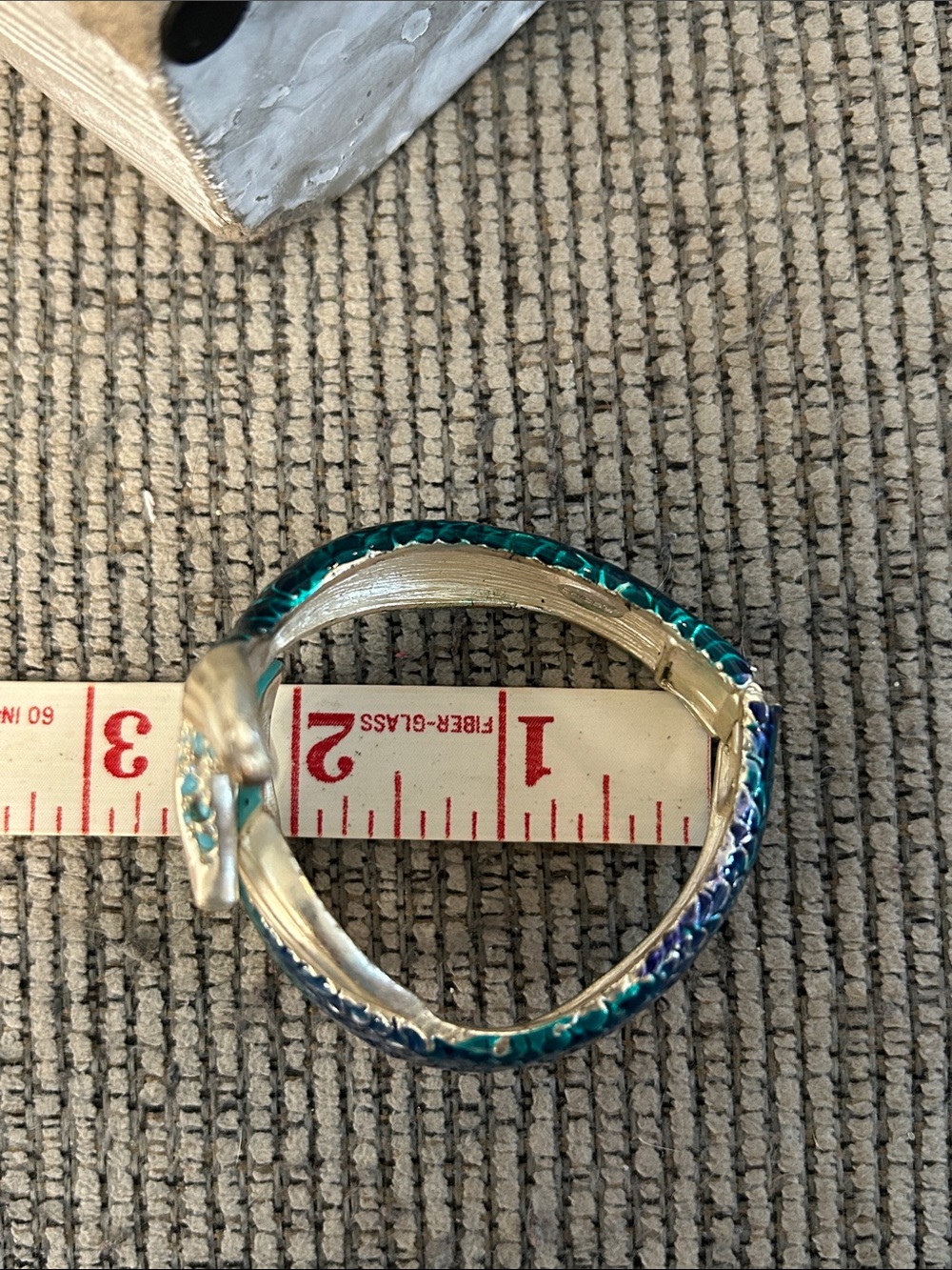 Chico’s Teal Mermaid Fish clamper Bracelet enamel and mini gemstones summer fun - Picture 6 of 8
